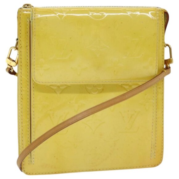 LOUIS VUITTON Monogram Vernis Motto Pouch Lime Yellow - Picture 1 of 15